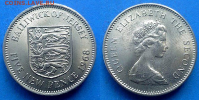 Джерси - 5 новых пенсов 1968 года в блеске до 22.09 - Джерси 5 новых пенсов, 1968