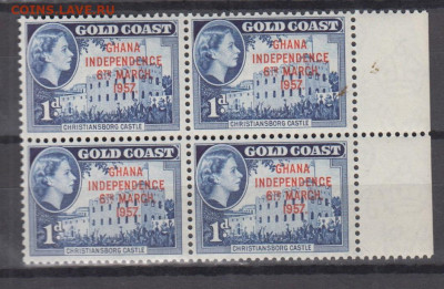 Гана 1957 1м 1д надпечатка в квартблоке до 21 09 - 37