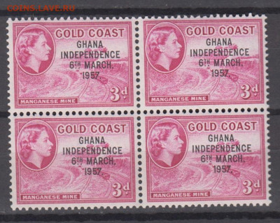 Гана 1957 1м 3д надпечатка в квартблоке до 21 09 - 38