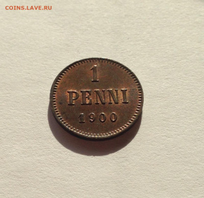 1 пенни Русская Финляндия 1900г., шт.блеск , до 22.09.20г. - 1p0-2