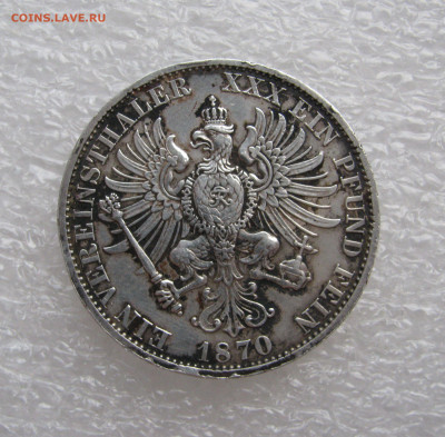 Королевство Пруссия. Вильгельм I. 1 ТАЛЕР 1870 года - 1тал1870 (3).JPG