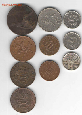 Великобритания, набор из 10 монет, до 23.09.2020 - великобритания1