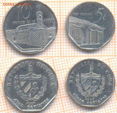 Куба 5 с 1998, 10 с 2008 г., до 24.09.2020 г. 22.00 по Москв - Куба 2 монеты 731