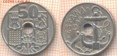 Испания 50 сентимо 1949(51) г., до 24.09.2020 г. 22.00 по Мо - Испания 50 сентимо 1949 1671