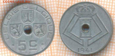 Бельгия 5 сантимов 1941 г., до 25.09.2020 г. 22.00 по Москве - Бельгия 5 сантимов 1941    1691