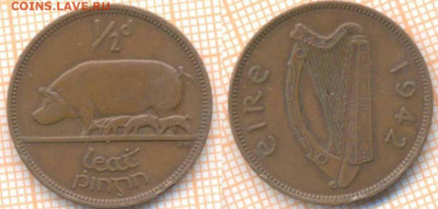 2 пенни 1942 г., до 25.09.2020 г. 22.00 по Москв - Ирландия полпенни 1942 1694