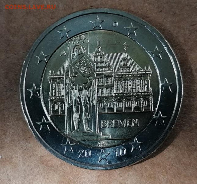 2 Евро Германия Бремен до 24.09.20 22.00 - Германия Бремен 2010 реверс