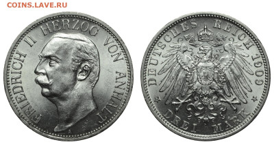 Ангальт-Дессау. 3 марки 1909 г. Фридрих II. До 26.09.20. - Р339