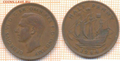 Великобритания полпенни 1944 г., до 28.09.2020 г. 22.00 по М - Великобритания полпенни 1944  1746