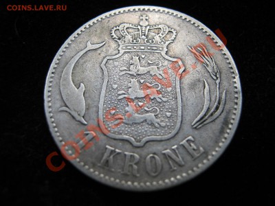 ДАНИЯ 1 крона 1876 г. Серебро. - Изображение 10345