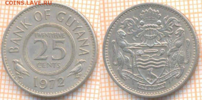 Гайана 25 центов 1972 г., до 29.09.2020 г. 22.00 по Москве - Гайана 25 центов 1972 1768
