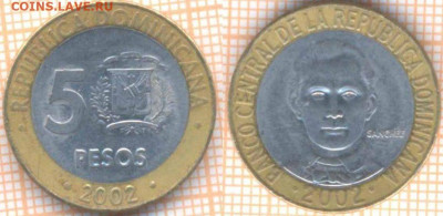 Доминикана 5 песо 2002 г., до 29.09.2020 г. 22.00 по Москве - Доминикана 5 песо 2002 156