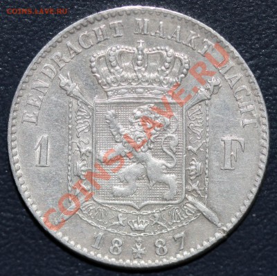 1 франк. Бельгия 1887г. Серебро - Изображение 042