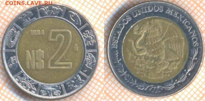 Мексика 2 песо 1994 г., до 30.09.2020 г. 22.00 по Москве - Мексика 2 песо 1994 1776
