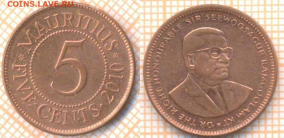 Маврикий 5 центов 2010 г, до 30.09.2020 г. 22.00 по Москве - Маврикий 5 центов 2010 1788