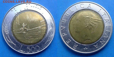 Шрифт Брайля) до 4.10 - Италия 500 лир, 1991