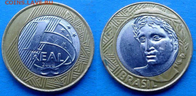 Бразилия - 1 реал 2008 года (БИМ) до 4.10 - Бразилия 1 реал, 2008
