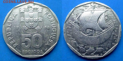 Португалия - 50 эскудо 1988 года (Парусник) до 4.10 - Португалия 50 эскудо, 1988