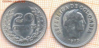 Колумбия 20 сентаво 1975 г., до 05.10.2020 г. 22.00 по Москв - Колумбия 20 сентаво 1975 1820