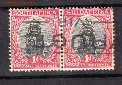 Колонии 1943 Южная Африка(Англия) 1м парусник пара сцепка - 226