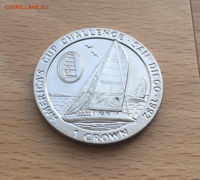 Крона Шайба Остров Мэн 1 крона 1991 Кубок Америки Сан-Диего - IMG_5753.JPG