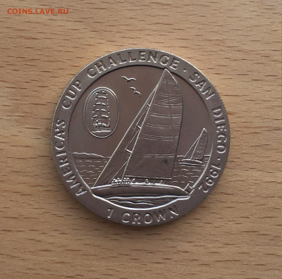 Крона Шайба Остров Мэн 1 крона 1991 Кубок Америки Сан-Диего - IMG_5748.JPG