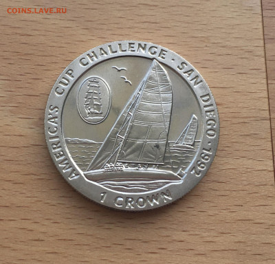 Крона Шайба Остров Мэн 1 крона 1991 Кубок Америки Сан-Диего - IMG_5751.JPG