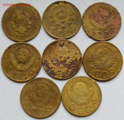 3 коп 1932-54гг. - 8шт до 6.10.20. 22-00 Мск - 3 коп 1932-54гг. - 8шт (2)