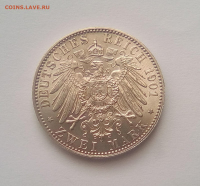 Пруссия 2 марки 1901 A UNC с 200₽ до 05.10.20 - 2