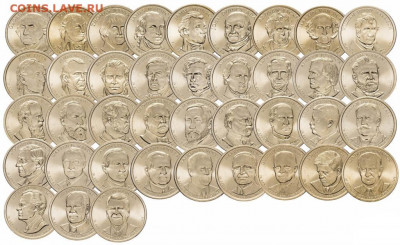 ФИКС Набор 1$ доллар США серия Президенты 39 шт. UNC 2 двора - ssha_1_dollar_2007_2016_polnyj_nabor_serija_prezidenty_39_sht_dvor_p