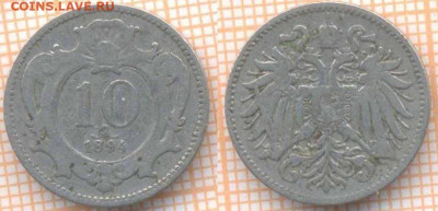 Австрия 10 геллеров 1894 г., до  07.10.2020 г. 22.00 по Мос - Австрия 10 геллеров 1894 1859