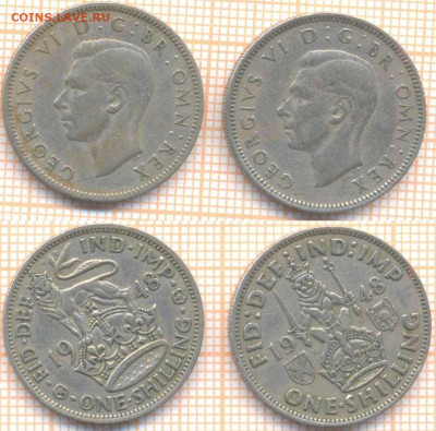 Великобритания шиллинг 1948 г.  2 типа, до  07.10.2020 г. 22 - Великобритания шиллинг 1948 363