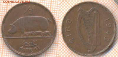 2 пенни 1943 г., до 08.10.2020 г. 22.00 по Москве - Ирландия полпенни 1943 1878