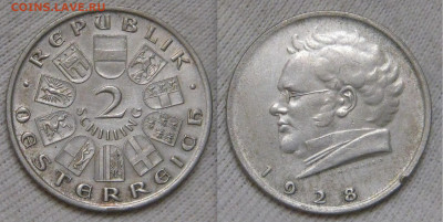 Австрия 2 шиллинга 1928 (Шуберт) до 22-15 07.10.2020 - Австрия 2 шилинга 1928
