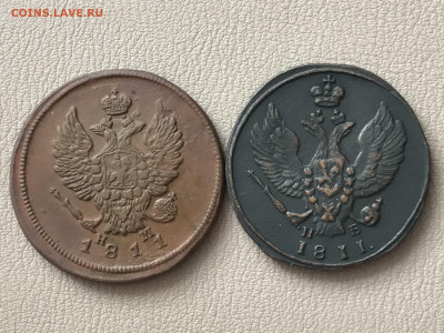 2 копейки 1811 года, ЕМ-НМ и КМ-ПБ. 2 шт. До 10.10.20 - D57064AD-3CDB-4535-88B1-2372B87EA3A1