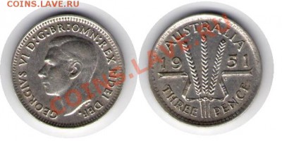 >Ag< Австралия 3 пенса 1951 до 25.09.11 22:00 - Au_3p_51