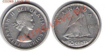>Ag< Канада 10 центов 1964 до 25.09.11 22:00 - Canada_10_64