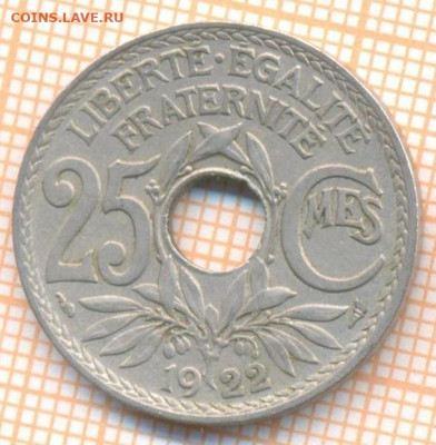 Франция 25 сантимов 1922 г., до 14.10.2020 г. 22.00 по Моск - Франция 25 сантимов 1922 1919