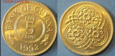 Гайана 5 центов Год 1992 Окончание: 13-10 В 22-00 мск - гайана 5