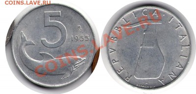 >Дельфин< Италия 5 лир 1955 до 25.09.11 22:00 - It_5_55