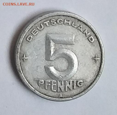 Германия ГДР 5 пфеннигов 1948 г. - Германия ГДР 5 пф 1948а