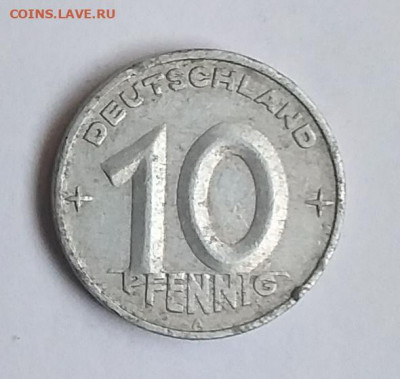 Германия ГДР 10 пфеннигов 1950 г - Германия ГДР 10 пф 1950а