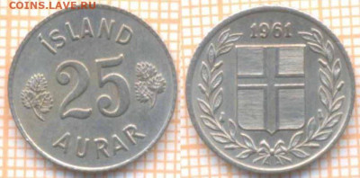 Исландия 25 эйре 1961 г., до 15.10.2020 г. 22.00 по Москве - Исландия 25 эйре 1961 1948