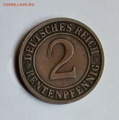 Германии 2 рентенпфеннига 1923 (D) - (Веймарская республика) - Германия 2 рентенпфенниг D 1923а