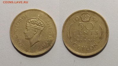 Британский Цейлон 50 центов 1951 г Георг VI- 16.10 22:00 мск - IMG_20201011_102915