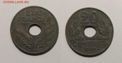 Франция 20 сантимов 1941 года, цинк - 18.10 22:00 мск - IMG_20201011_100751