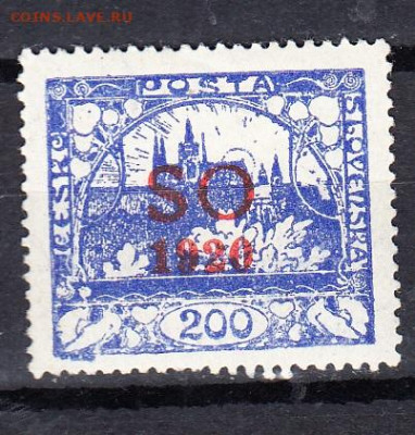 Чехословакия 1920 1м * надпечатка на 200г до 18 10 - 36
