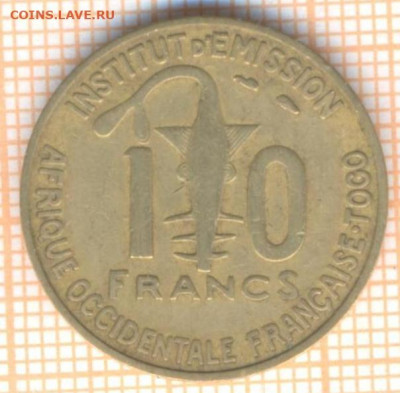 Французская Западная Африка 10 франков 1957 г., до 20.10.202 - Фр Зап Африка 10 фр 1957 1977а