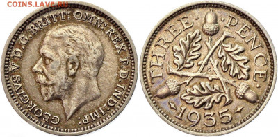 Великобритания 3 пенса 1935 года серебро 17.10.2020 - 211846449