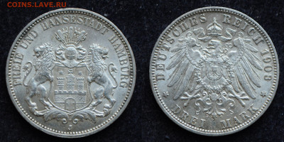 3 марки 1908 год Гамбург aUNC - DSC_1544.JPG